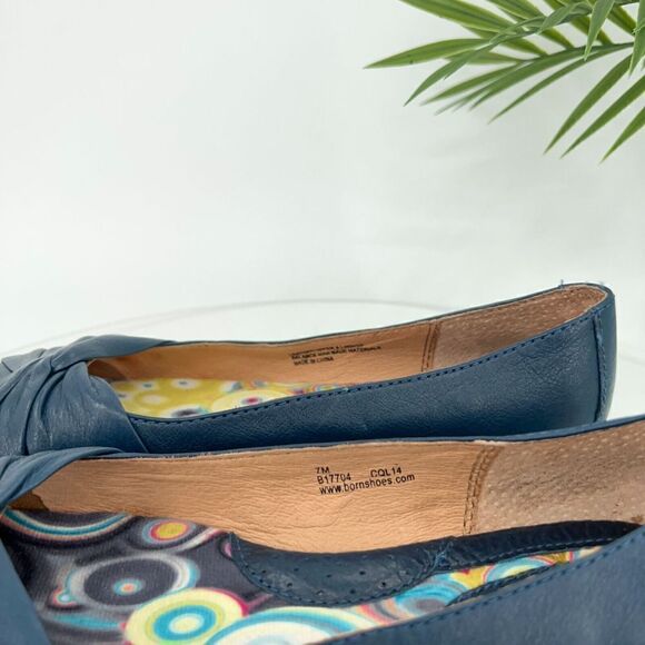 Born Women's Lilly Ballet Flat Size 7 Navy Blue Leather Slip On Knot Bow Shoes - Picture 8 of 13